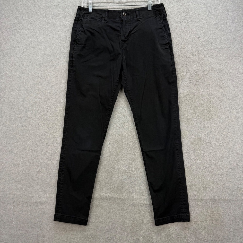 American Eagle Chino Pants Mens 30x29* Black Flex‎ Slim Khakis Stretch Athletic